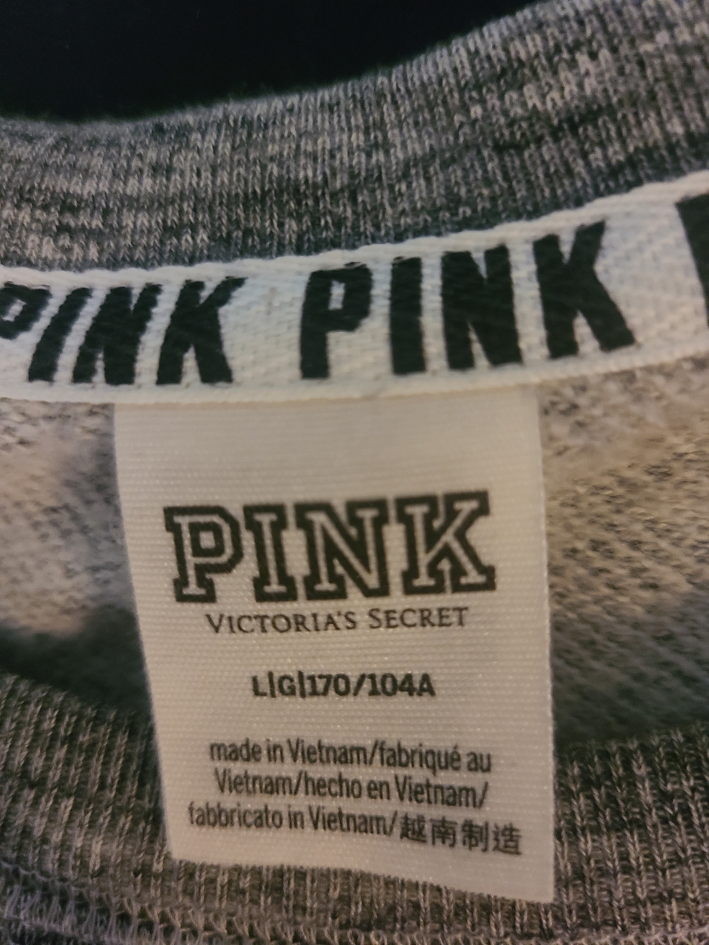 PINK Victoria's Secret Gray Marled Crewneck with Diagonal Logo - Picture 5 of 6
